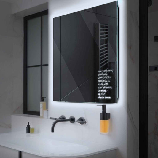 Square LED Mirror | Wall Switch Control | Cool White Light - Reyze Motivated Series Model 2