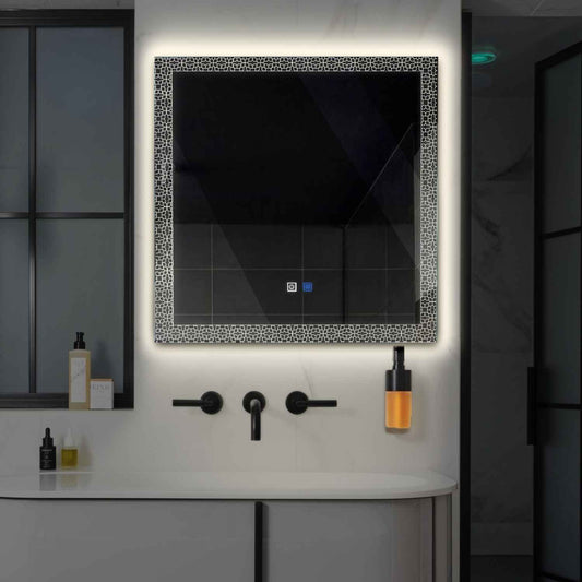Square LED Mirror | Touch Buttons | Anti-Fog Function | Neutral White Light - Reyze Official Series Model 1