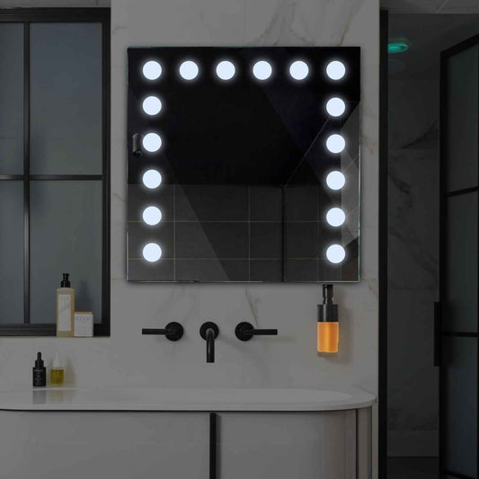 Square LED Mirror | Wall Switch Control | Cool White Light - Reyze Salono Series Model 6