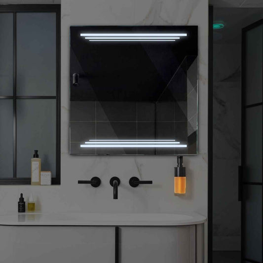 Square LED Mirror | Wall Switch Control | Cool White Light - Reyze Salono Series Model 7