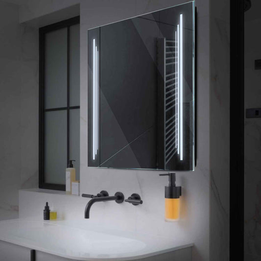 Square LED Mirror | Wall Switch Control | Cool White Light - Reyze Salono Series Model 8
