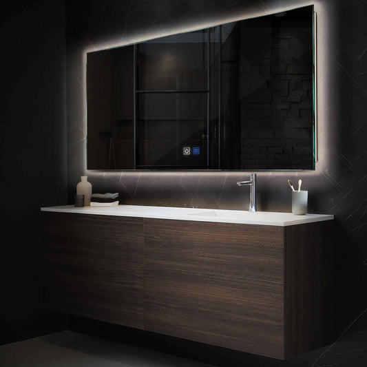 Horizontal LED Mirror | Touch Buttons | Anti-Fog Function | Neutral White Light - Reyze Ambient Series Model 1