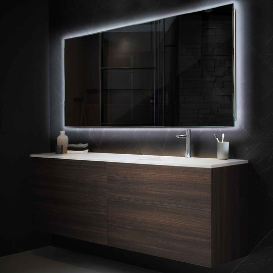 Horizontal LED Mirror | Wall Switch Control | Cool White Light - Reyze Ambient Series Model 1