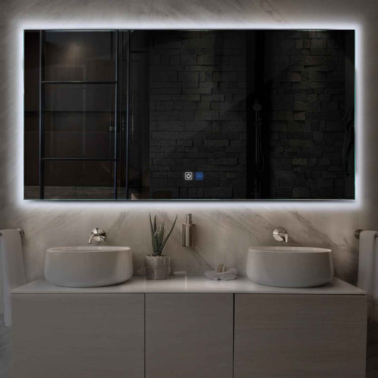 Horizontal LED Mirror | Touch Buttons | Anti-Fog Function | Cool White Light - Reyze Ambient Series Model 1