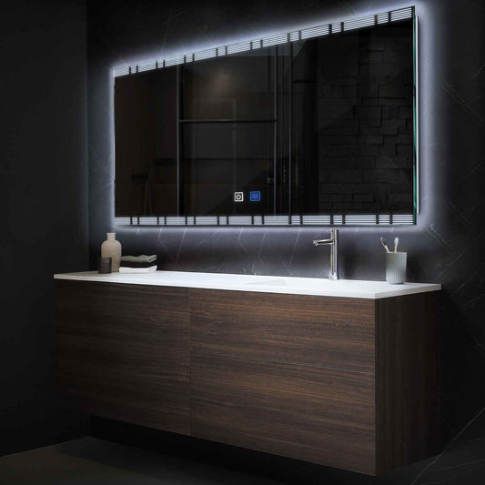 Horizontal LED Mirror | Touch Buttons | Anti-Fog Function | Cool White Light - Reyze Edge Series Model 3