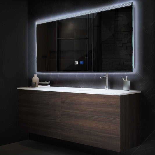 Horizontal LED Mirror | Touch Buttons | Anti-Fog Function | Cool White Light - Reyze Edge Series Model 5