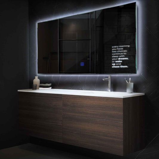 Horizontal LED Mirror | Touch Button | Cool White Light - Reyze Motivated Series Model 2