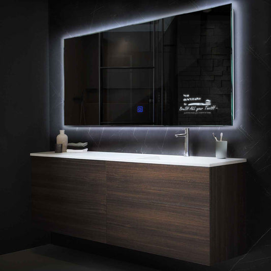 Horizontal LED Mirror | Touch Button | Cool White Light - Reyze Motivated Series Model 3