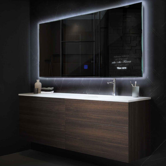 Horizontal LED Mirror | Touch Button | Cool White Light - Reyze Motivated Series Model 4
