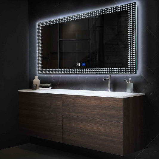 Horizontal LED Mirror | Touch Buttons | Anti-Fog Function | Cool White Light - Reyze Official Series Model 6