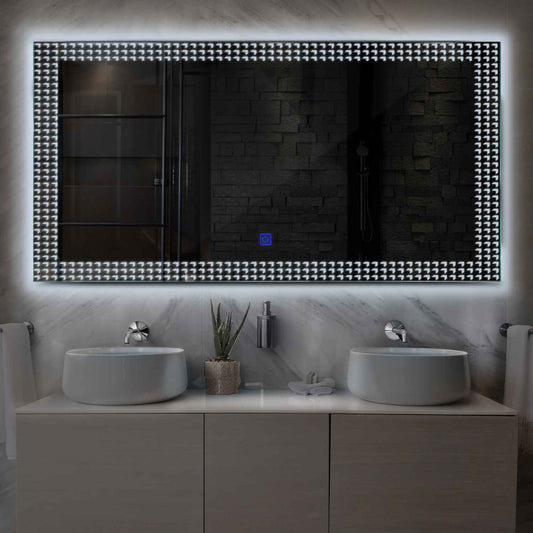 Horizontal LED Mirror | Touch Button | Cool White Light - Reyze Official Series Model 6