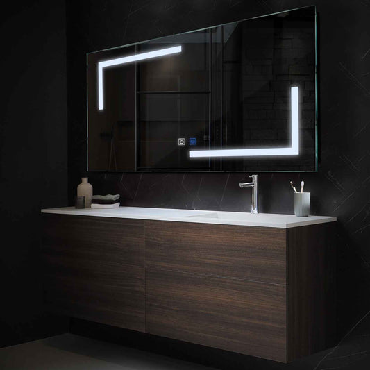 Horizontal LED Mirror | Touch Buttons | Anti-Fog Function | Cool White Light - Reyze Salono Series Model 3