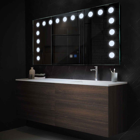 Horizontal LED Mirror | Touch Buttons | Anti-Fog Function | Cool White Light - Reyze Salono Series Model 6