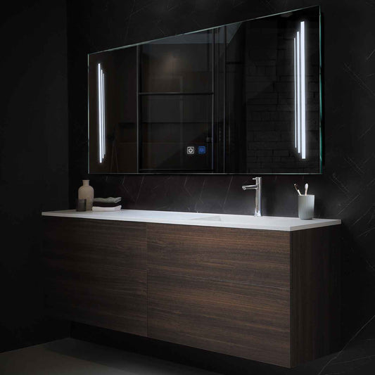 Horizontal LED Mirror | Touch Buttons | Anti-Fog Function | Cool White Light - Reyze Salono Series Model 8