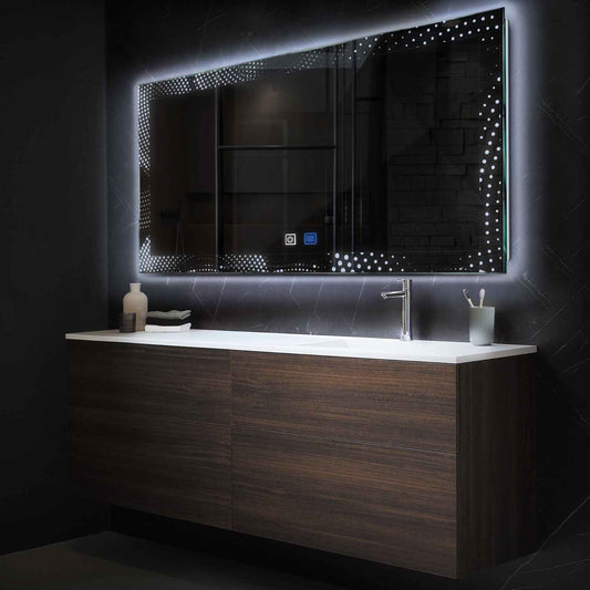 Horizontal LED Mirror | Touch Buttons | Anti-Fog Function | Cool White Light - Reyze Simetria Series Model 8