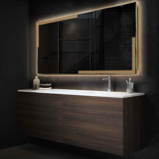 Horizontal LED Mirror | Wall Switch Control | Warm White Light - Reyze Edge Series Model 2