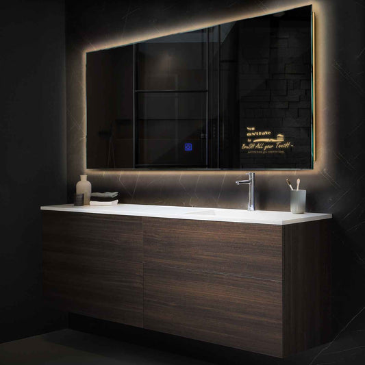 Horizontal LED Mirror | Touch Button | Warm White Light - Reyze Motivated Series Model 3