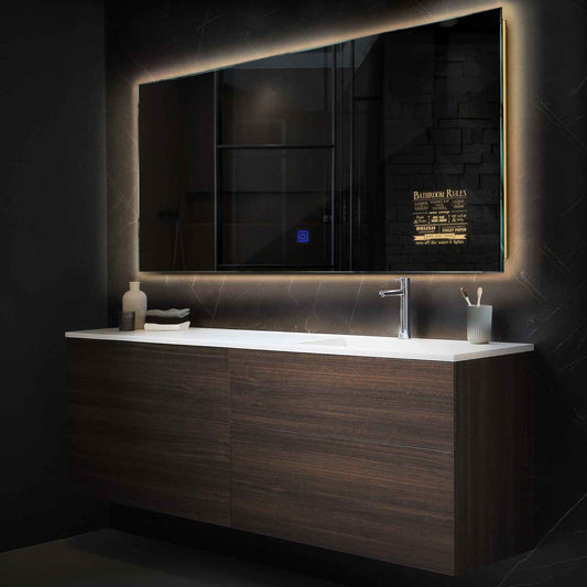 Horizontal LED Mirror | Touch Button | Warm White Light - Reyze Motivated Series Model 5