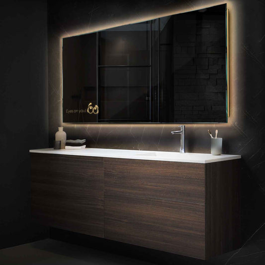 Horizontal LED Mirror | Wall Switch Control | Warm White Light - Reyze Motivated Series Model 8