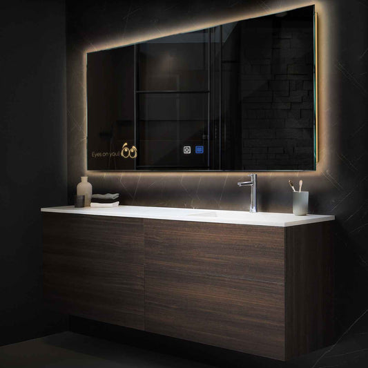 Horizontal LED Mirror | Touch Buttons | Anti-Fog Function | Warm White Light - Reyze Motivated Series Model 8
