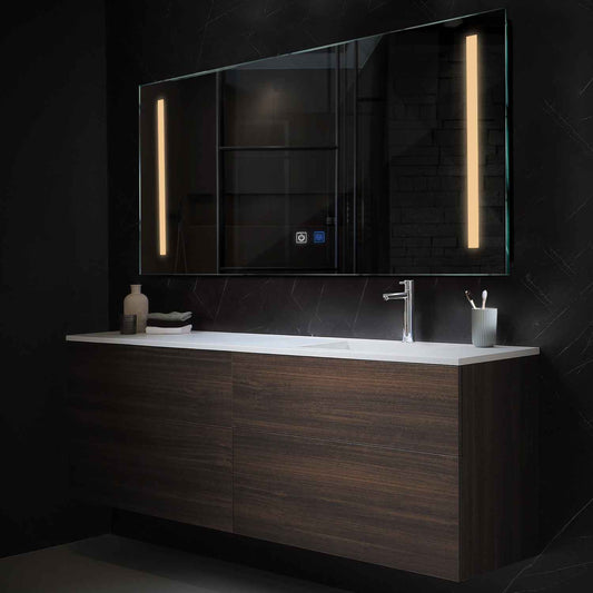 Horizontal LED Mirror | Touch Buttons | Anti-Fog Function | Warm White Light - Reyze Salono Series Model 5