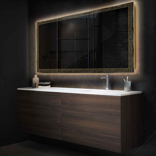 Horizontal LED Mirror | Wall Switch Control | Warm White Light - Reyze Simetria Series Model 6