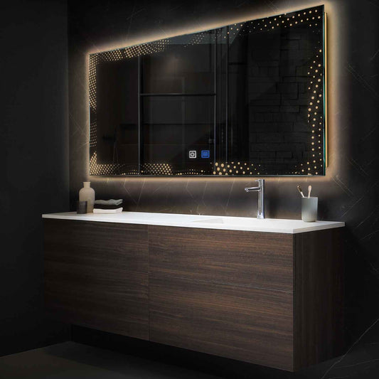 Horizontal LED Mirror | Touch Buttons | Anti-Fog Function | Warm White Light - Reyze Simetria Series Model 8