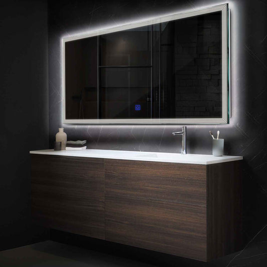Horizontal LED Mirror | Touch Button | Neutral White Light - Reyze Edge Series Model 1