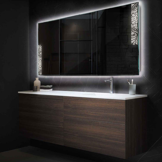 Horizontal LED Mirror | Wall Switch Control | Neutral White Light - Reyze Good Vibes Series Model 4
