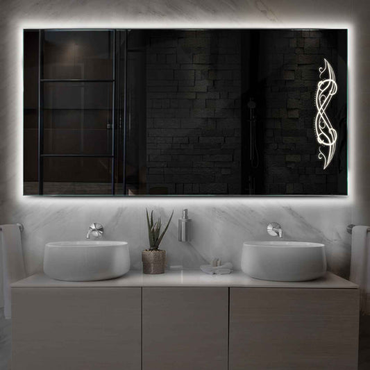 Horizontal LED Mirror | Wall Switch Control | Neutral White Light - Reyze Good Vibes Series Model 6