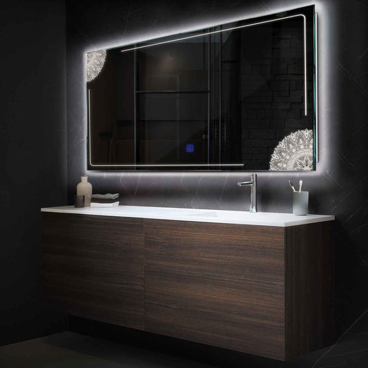 Horizontal LED Mirror | Touch Button | Neutral White Light - Reyze Good Vibes Series Model 7