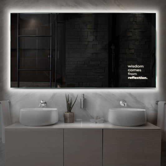 Horizontal LED Mirror | Wall Switch Control | Neutral White Light - Reyze Motivated Series Model 1