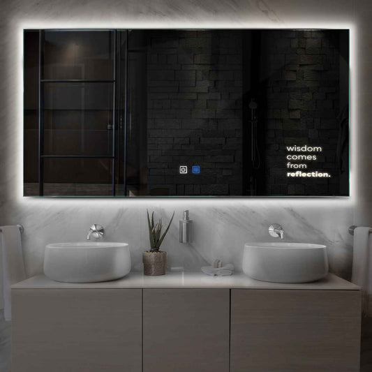 Horizontal LED Mirror | Touch Buttons | Anti-Fog Function | Neutral White Light - Reyze Motivated Series Model 1