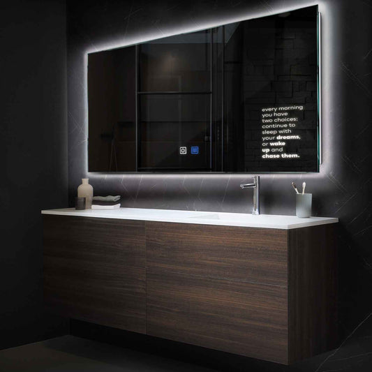 Horizontal LED Mirror | Touch Buttons | Anti-Fog Function | Neutral White Light - Reyze Motivated Series Model 2