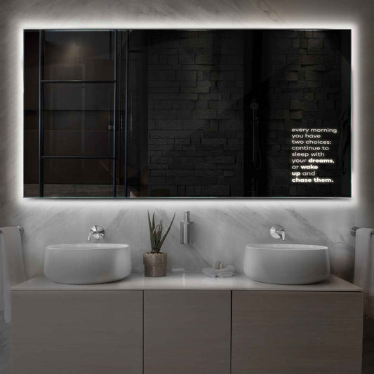 Horizontal LED Mirror | Wall Switch Control | Neutral White Light - Reyze Motivated Series Model 2