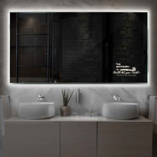 Horizontal LED Mirror | Wall Switch Control | Neutral White Light - Reyze Motivated Series Model 3