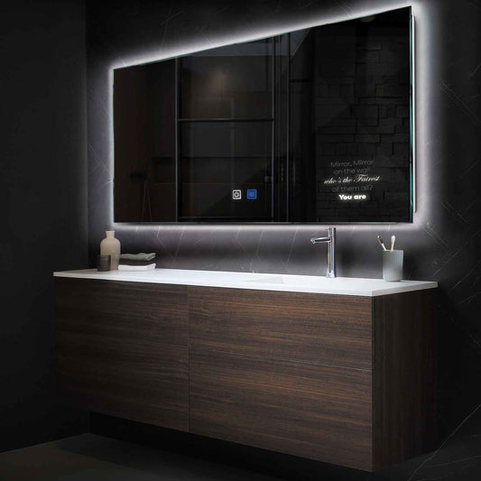 Horizontal LED Mirror | Touch Buttons | Anti-Fog Function | Neutral White Light - Reyze Motivated Series Model 4