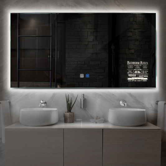 Horizontal LED Mirror | Touch Buttons | Anti-Fog Function | Neutral White Light - Reyze Motivated Series Model 5