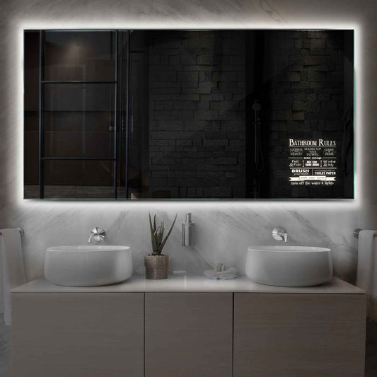 Horizontal LED Mirror | Wall Switch Control | Neutral White Light - Reyze Motivated Series Model 5