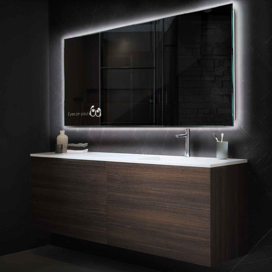 Horizontal LED Mirror | Wall Switch Control | Neutral White Light - Reyze Motivated Series Model 8