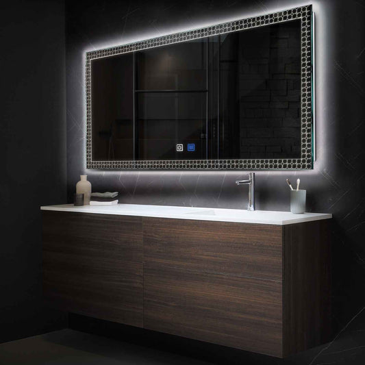 Horizontal LED Mirror | Touch Buttons | Anti-Fog Function | Neutral White Light - Reyze Official Series Model 4