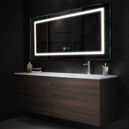 Horizontal LED Mirror | Touch Buttons | Anti-Fog Function | Neutral White Light - Reyze Salono Series Model 1