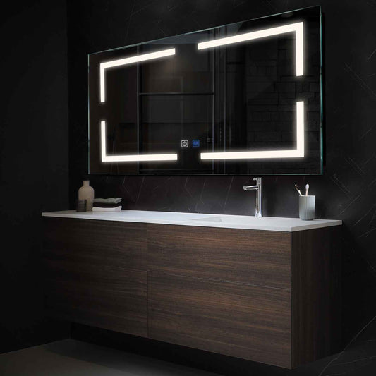 Horizontal LED Mirror | Touch Buttons | Anti-Fog Function | Neutral White Light - Reyze Salono Series Model 2