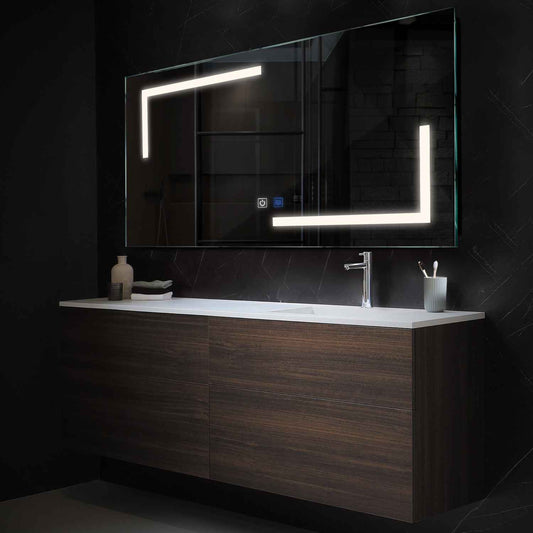 Horizontal LED Mirror | Touch Buttons | Anti-Fog Function | Neutral White Light - Reyze Salono Series Model 3