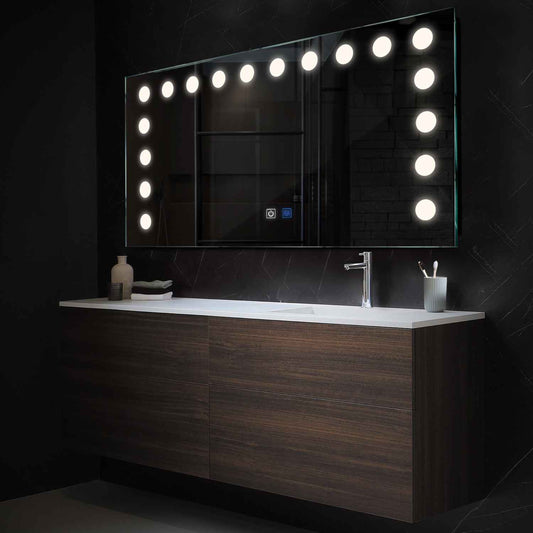 Horizontal LED Mirror | Touch Buttons | Anti-Fog Function | Neutral White Light - Reyze Salono Series Model 6