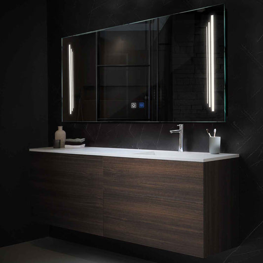 Horizontal LED Mirror | Touch Buttons | Anti-Fog Function | Neutral White Light - Reyze Salono Series Model 8
