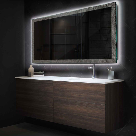 Horizontal LED Mirror | Wall Switch Control | Neutral White Light - Reyze Simetria Series Model 4