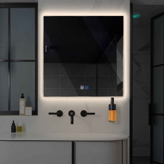 Square LED Mirror | Touch Buttons | Anti-Fog Function | Neutral White Light - Reyze Ambient Series Model 1
