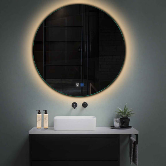 Round LED Mirror | Touch Buttons | Anti-Fog Function | Warm White Light - Reyze Ambient Series Model 1