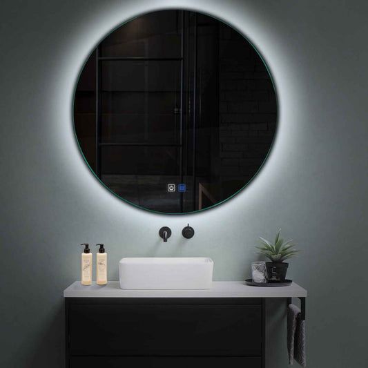 Round LED Mirror | Touch Buttons | Anti-Fog Function | Cool White Light - Reyze Ambient Series Model 1